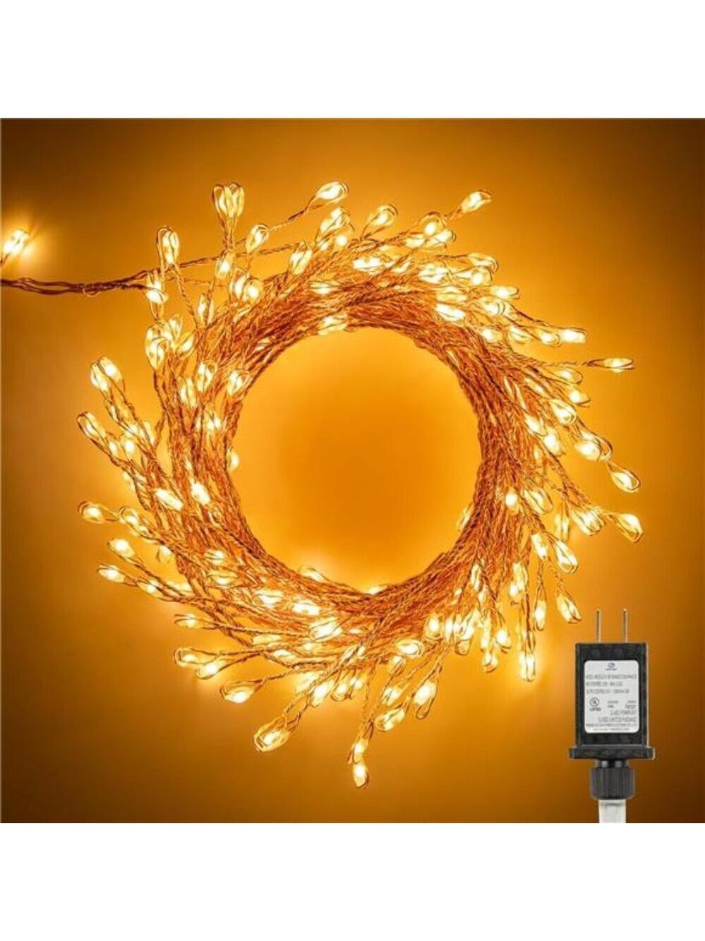 Fairy String Lights LED 200 Warm White Cluster Plug in Starry Indoor Outdoor Dec